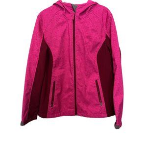 Free Tech Womens Jacket L Pink Activewear Top Full Zip Hooded Jogging Gym Sport